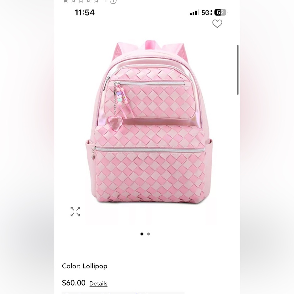 Woven Large Backpack W/Charm - Picture 3 of 4
